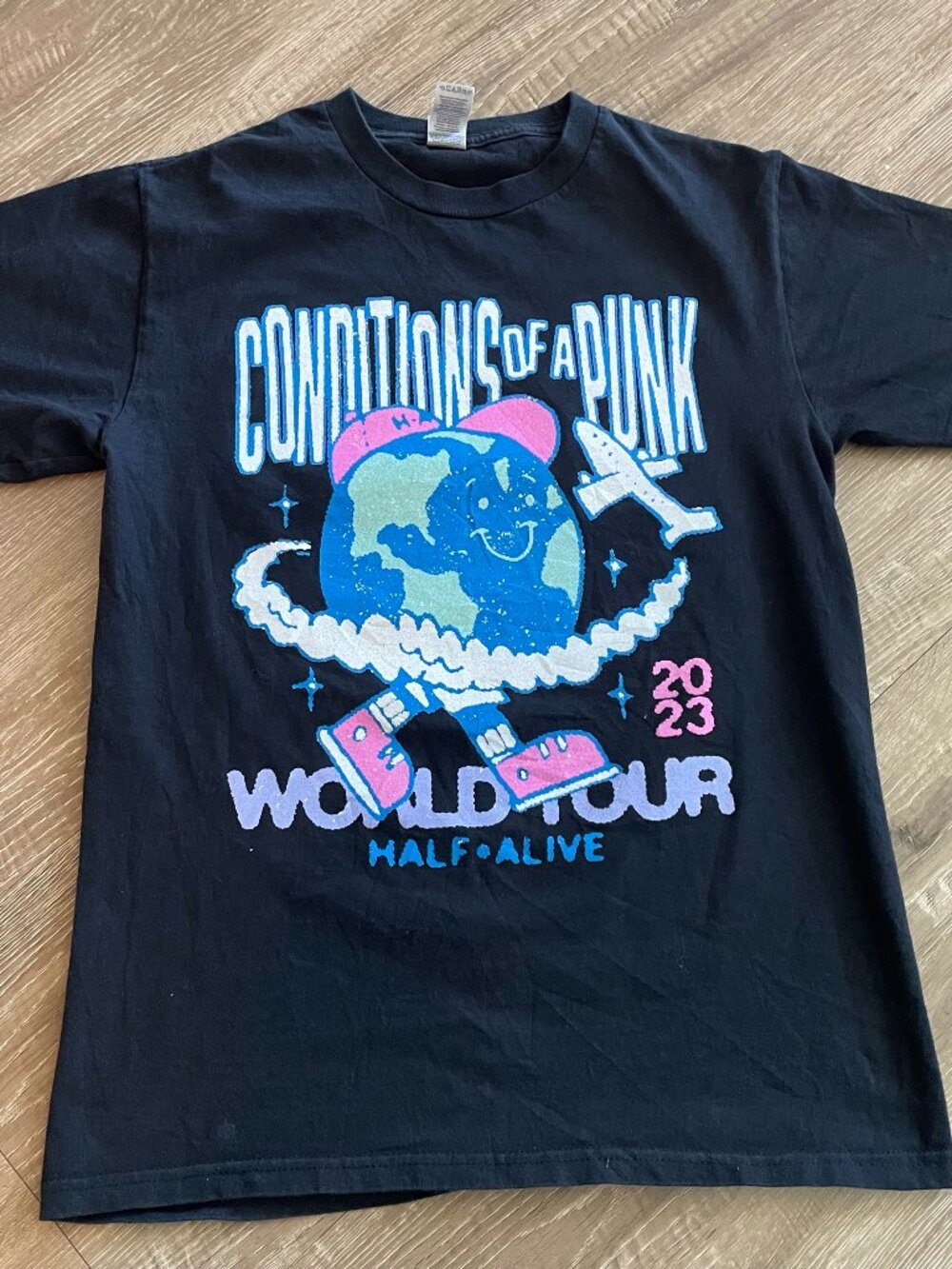 Conditions of a Punk Half Alive World Tour 2023 T-Shirt Size S Black Retro Tee